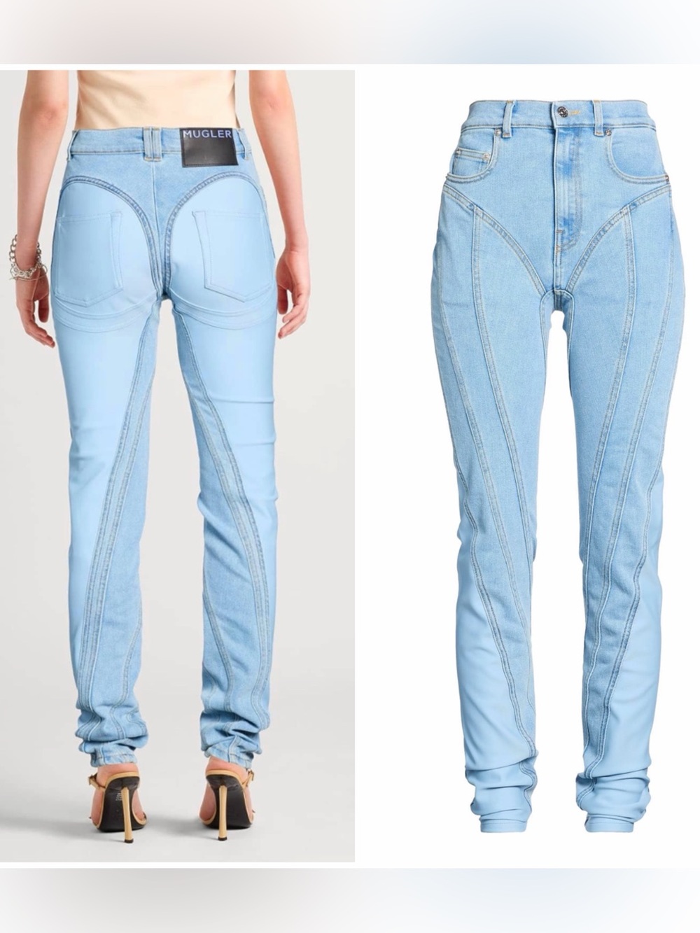 MUGLER cut out panels jeans , heart shaped back